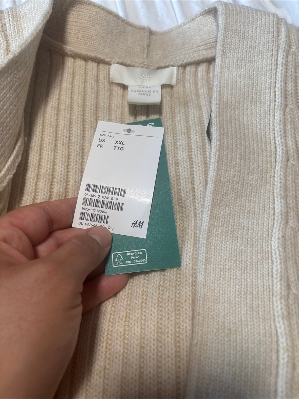 H&M Beige Ribbed Button-Front Cardigan - Picture 7 of 8